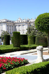 View of Plaza de Oriente y Palacio real in background, Madrid