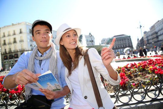 Couple In La Puerta Del Sol Of Madrid