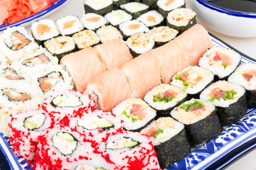 Sushi Set - Different Types of Maki Sushi and Nigiri Sushi