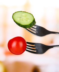 Cherry tomato and cucumber slice sticking