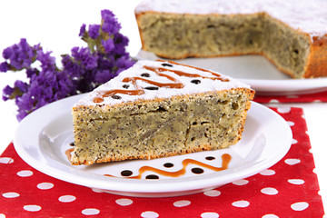 Delicious poppy seed cake close-up