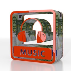 3d render of a shiny music symbol  with euro texture