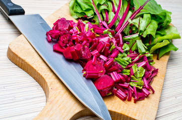Cutted chard on the board