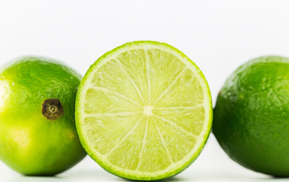 Slices of lime fruit for background
