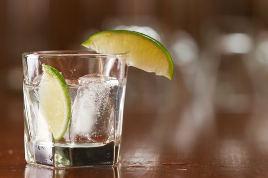 silver tequila on the rocks