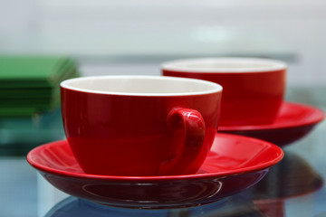 Two cups of coffee on office table