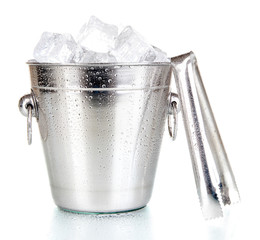 Metal ice bucket isolated on white