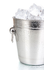 Metal ice bucket isolated on white