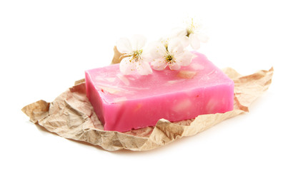 Natural handmade soap, isolated on white