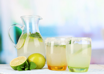 Citrus lemonade in pitcher and glasses