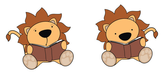 lion baby cartoon reading set