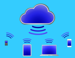 Cloud Computing With Blue Background