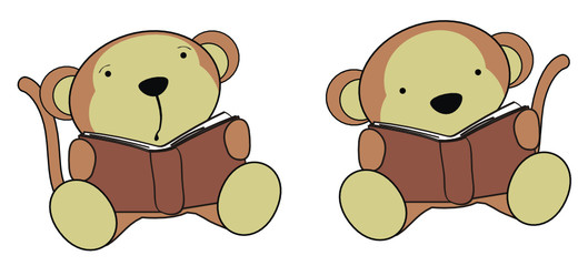 monkey baby cartoon reading set