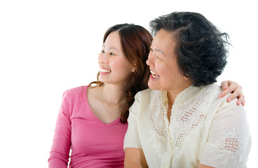 Asian senior woman and daughter