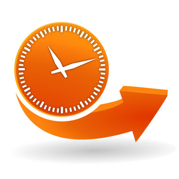 horloge sur bouton web orange