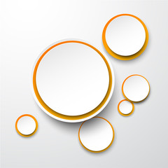 Paper white-orange round speech bubbles.