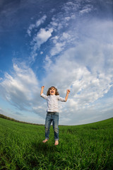 Happy kid jumping