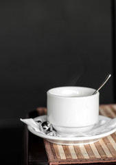cup of coffee on a table in a cafe
