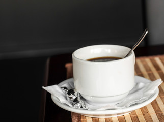 cup of coffee on a table in a cafe