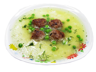 vegetable soup with meat and pea