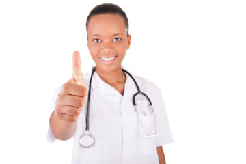 African american woman doctor a over white background