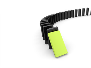 Domino effect one is green