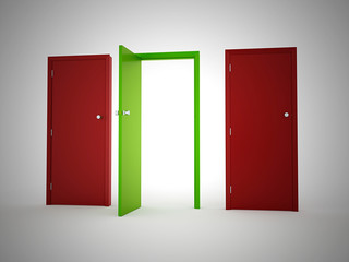 Doors red One green