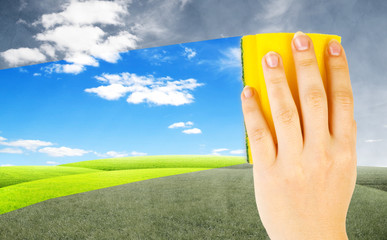 Hand with sponge