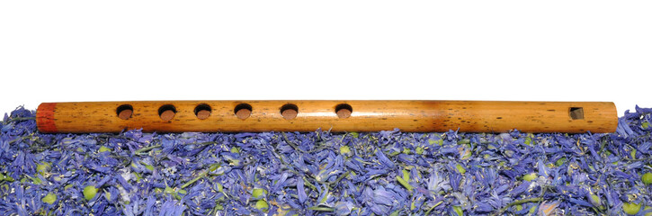 Wooden Recorder With Dried Bluebells