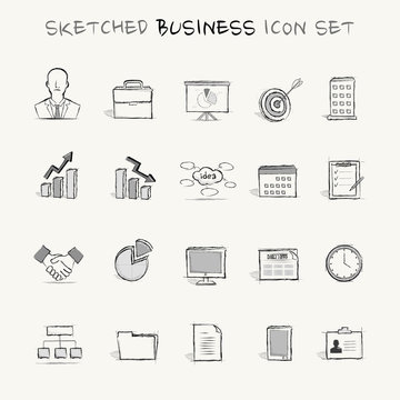Sketched business icon set