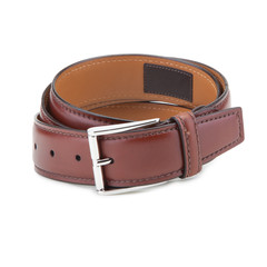 Stylish leather belt on white.