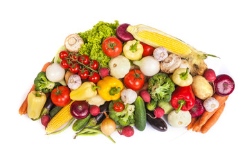 Group of fresh vegetables isolated on white