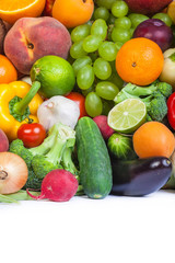 Huge group of fresh vegetables and fruits