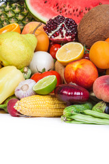 Huge group of fresh vegetables and fruits