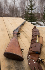 Double Shotgun and cartridge belt