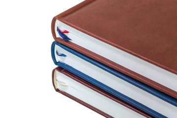 Diary stack on white isolated