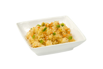boiled rice with steamed vegetables