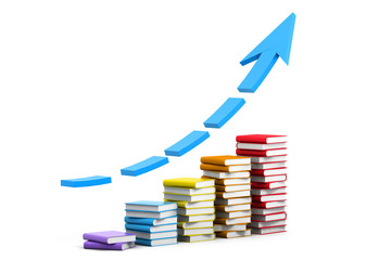 Obraz premium pile of colourful book forming bar graph.