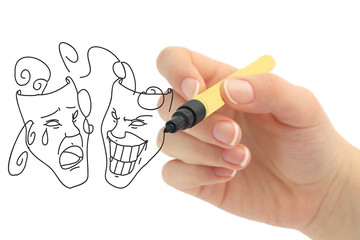 Theatre Masks Happy And Sad, Laugh And Cry