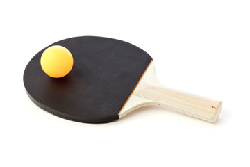 Table tennis racket and ball isolated
