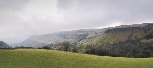 Mountain panorama of the Glenariff forest park