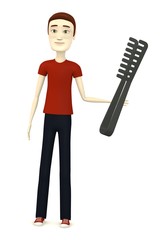 3d render of cartoon character with meat pliers