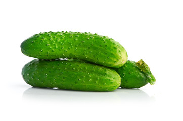 green cucumbers  isolated on white background