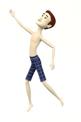 cartoon man in swimsuit - happy