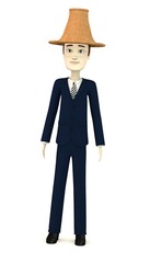 3d render of cartoon character with straw hat