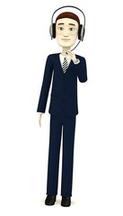 3d render of cartoon character with headphones