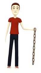 3d render of cartoon character with chain
