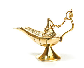 Aladdin magic lamp isolated on white