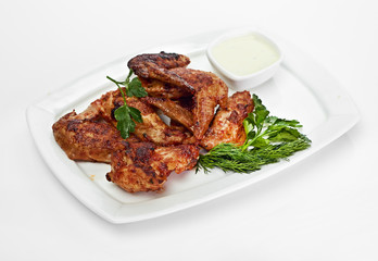 Hot Meat Dishes - Grilled Chicken Wings with Red Spicy Sauce