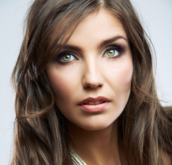 Obraz premium Woman face close up beauty portrait. Female model isolated.